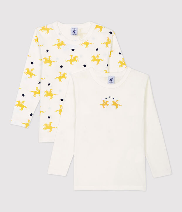 Cofezione da 2 t-shirt bambino a maniche lunghe fantasia cavalieri in cotone multicolore