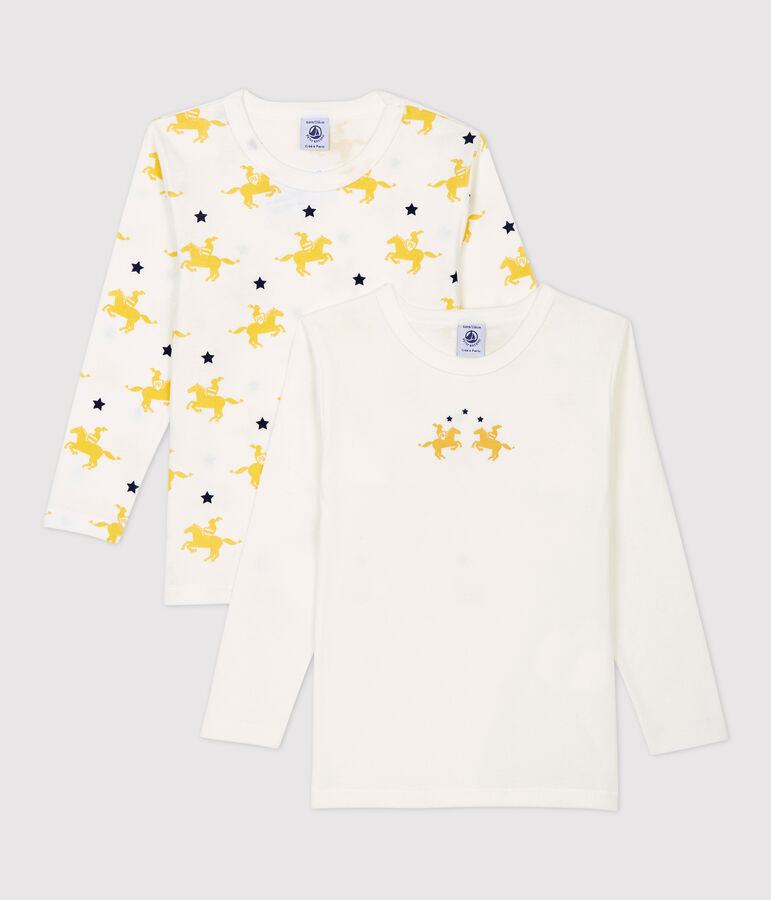 Cofezione da 2 t-shirt bambino a maniche lunghe fantasia cavalieri in cotone multicolore