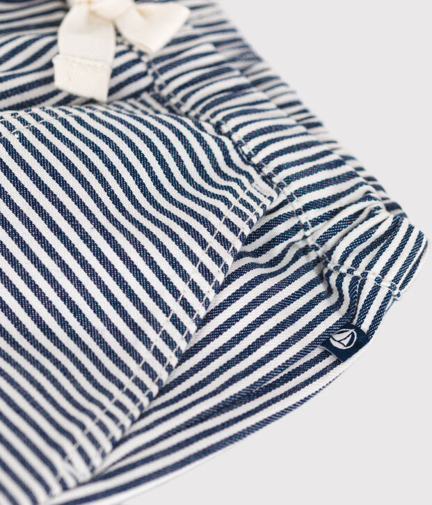 Pantaloni in tela neonato blu/bianco