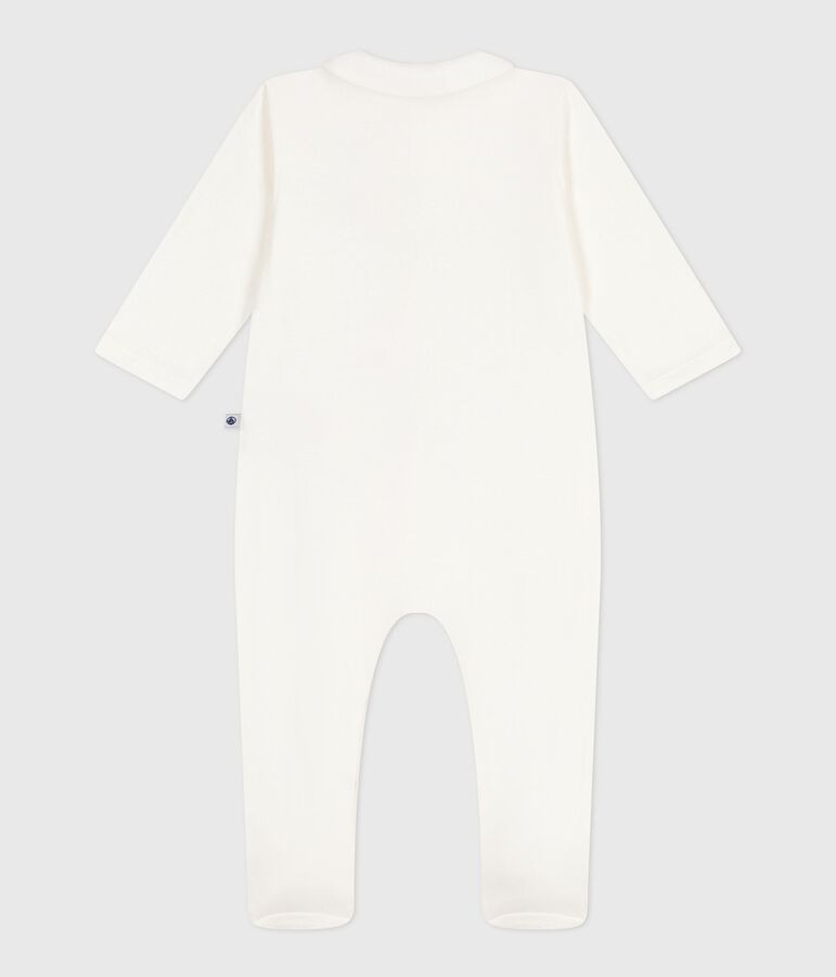Pigiama in tubique tinta unita con colletto neonato bianco