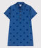 Abito a maniche corte in cotone a cuori bambina blu ALASKA FONCE/ MEDIEVAL