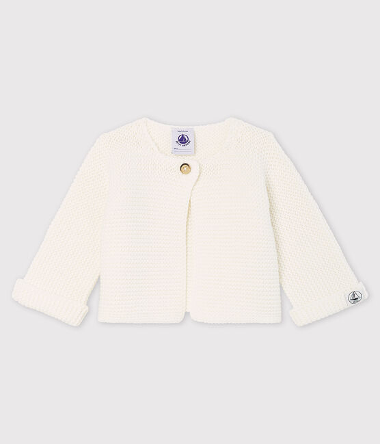Cardigan bebè in tricot di cotone biologico bianco MARSHMALLOW