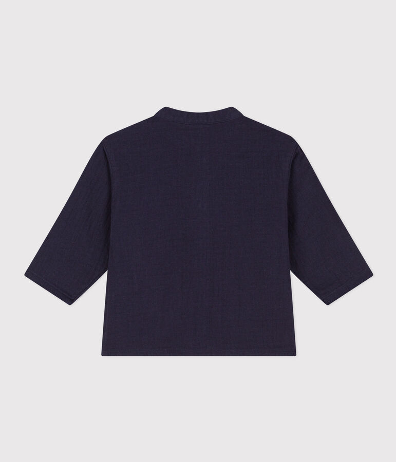 Camicia in garza di cotone per beb&egrave; blu