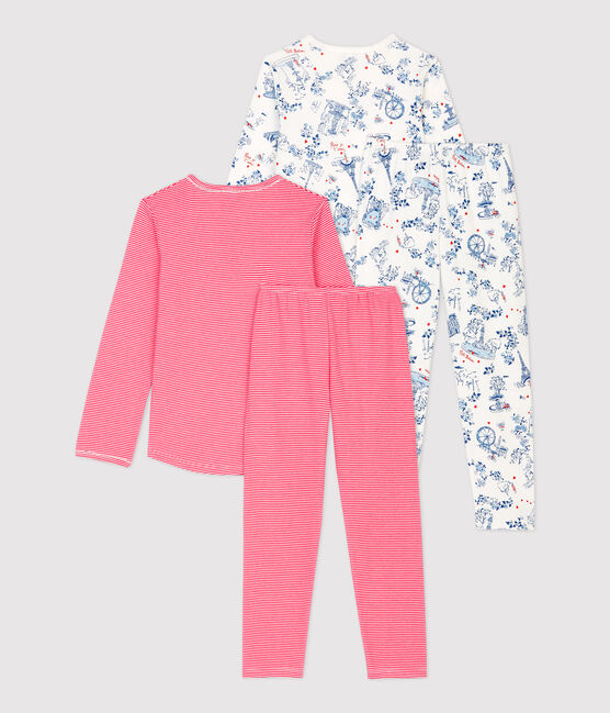 Confezione da 2 pigiami bambina millerighe e fantasia Parigi in cotone variante 1