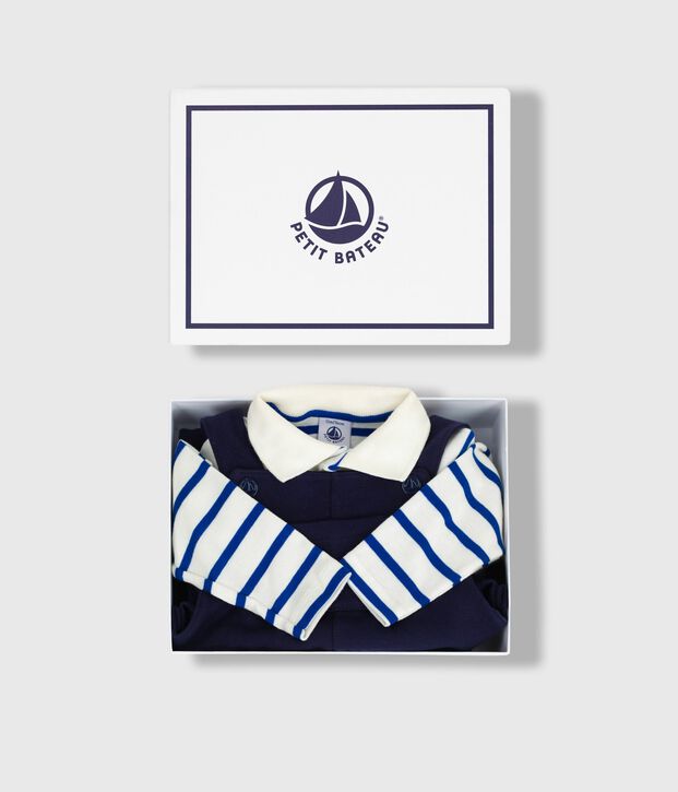 Set regalo con salopette e body in cotone neonato multicolore