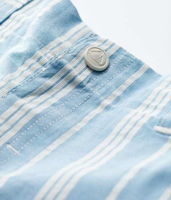 Shorts a righe in popeline bebè maschio blu JASMIN/bianco MARSHMALLOW