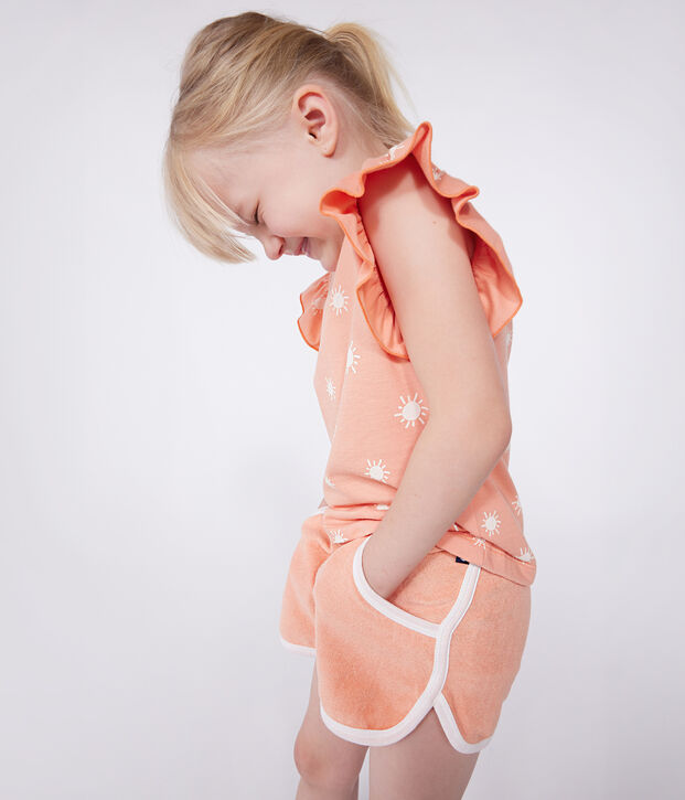 T-shirt a maniche corte in cotone con stampa bambino arancione/bianco