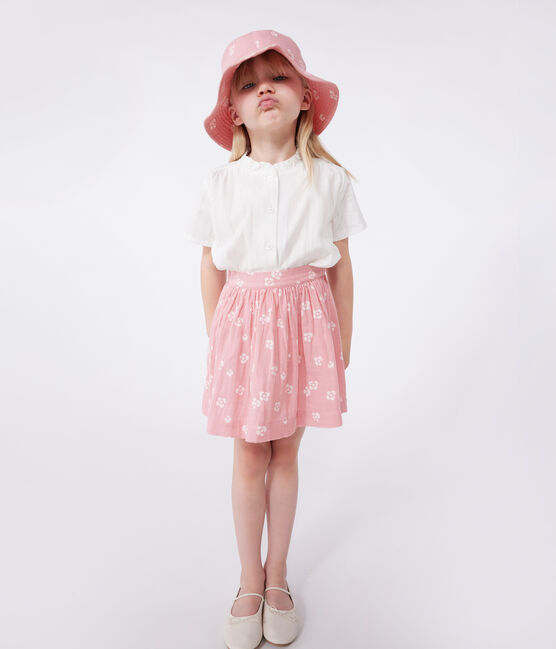 Gonna in cotone a fiori bambina rosa CHARME/bianco MARSHMALLOW