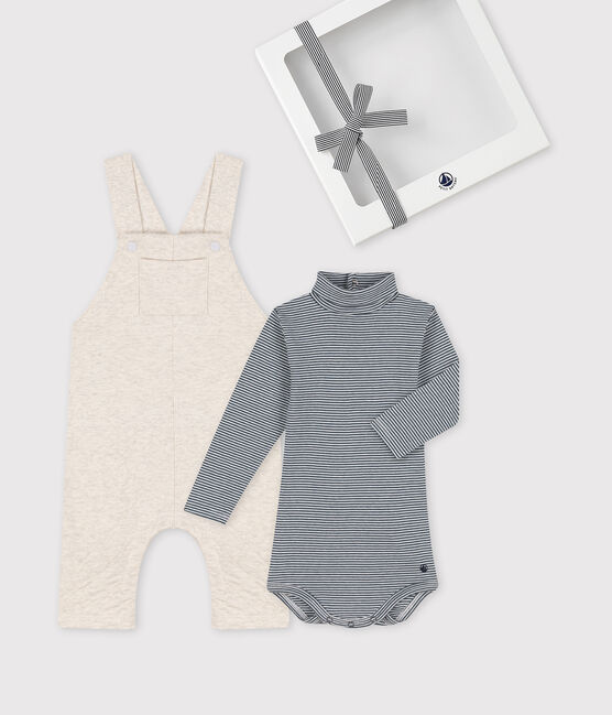 Set regalo per bebè: salopette e body dolcevita variante 1