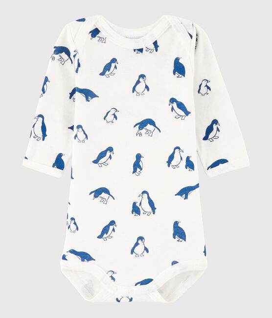 Body manica lunga bebè unisex bianco MARSHMALLOW/blu MAJOR