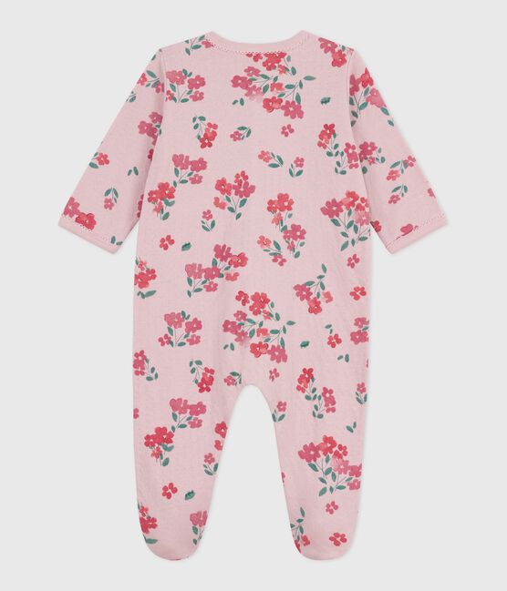 Pigiama neonato in tubique con stampa a fiori rosa JOLI/bianco MULTICO