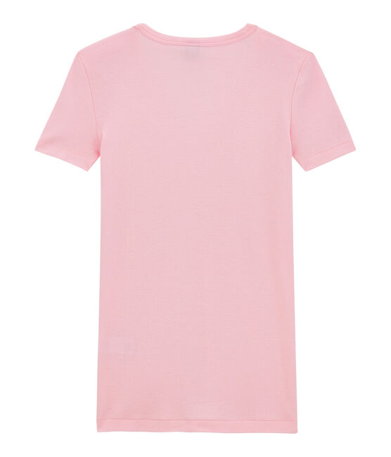 T-shirt donna scollo a V In costina originale 1X1 rosa BABYLONE