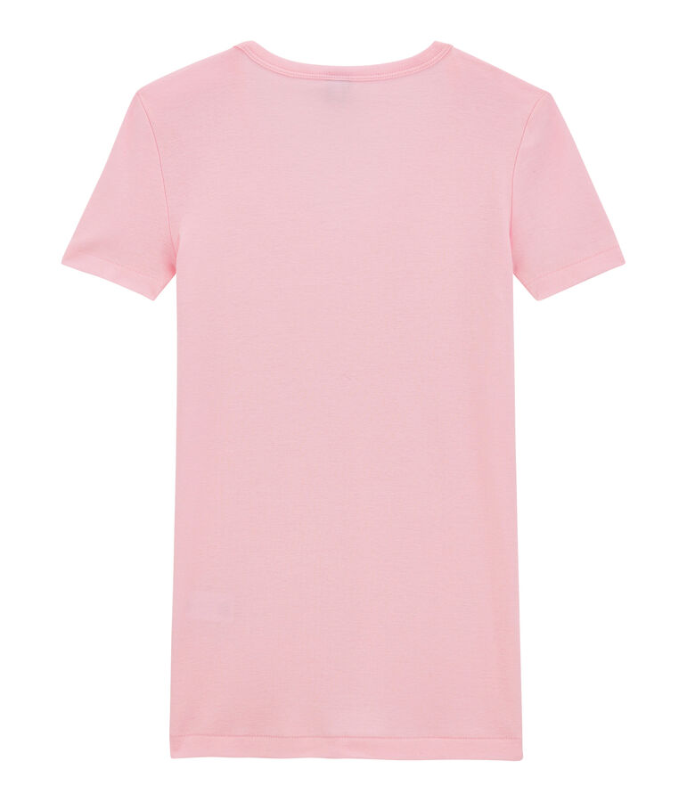 T-shirt donna scollo a V In costina originale 1X1 rosa BABYLONE