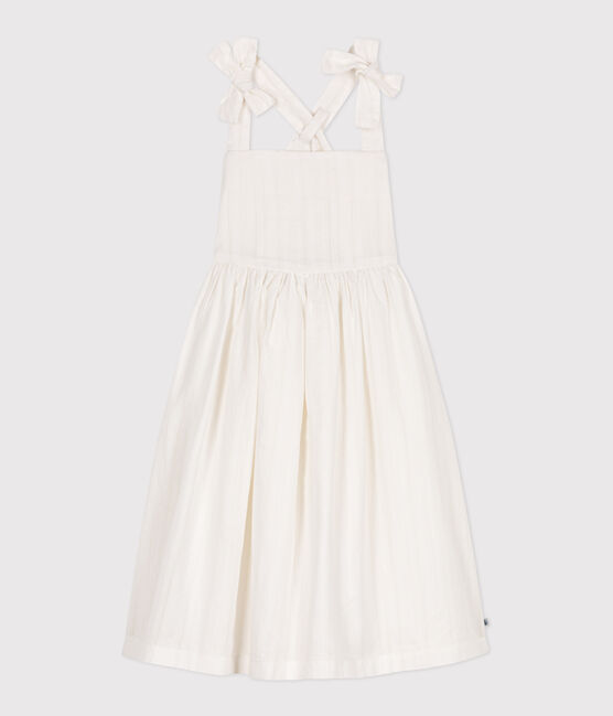 Abito lungo con spalline in cotone tinta unita bambina bianco ECUME