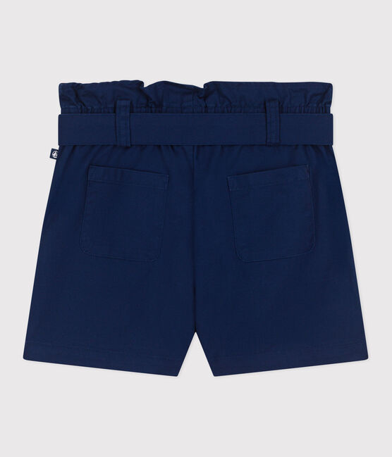 Shorts in cotone tinta unita bambina blu MEDIEVAL