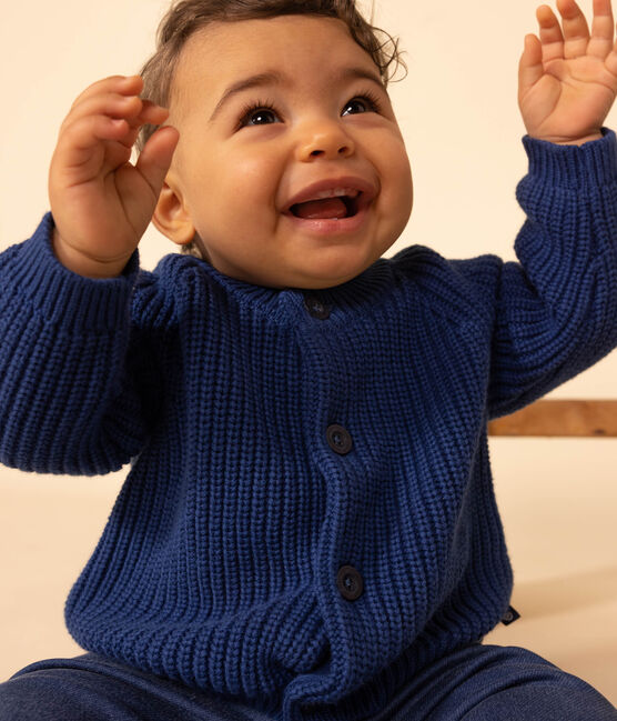 Cardigan in tricot di cotone bebè blu INCOGNITO