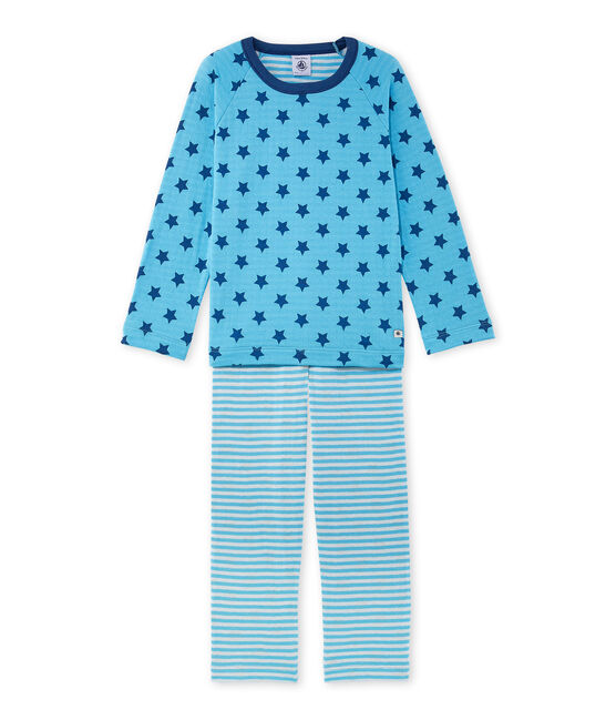 Pigiama per bambino in tubique stampato/ a righe blu IBIZA/blu MAJOR