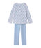 Pigiama per bambina in tubique reversibile bianco ECUME/blu BLEU/ MULTICO