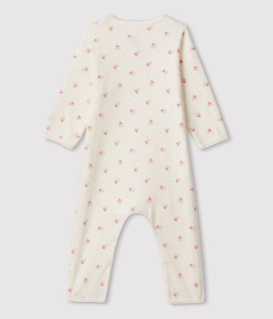 Body-pigiama senza piedi bebè in cotone biologico bianco MARSHMALLOW/bianco MULTICO