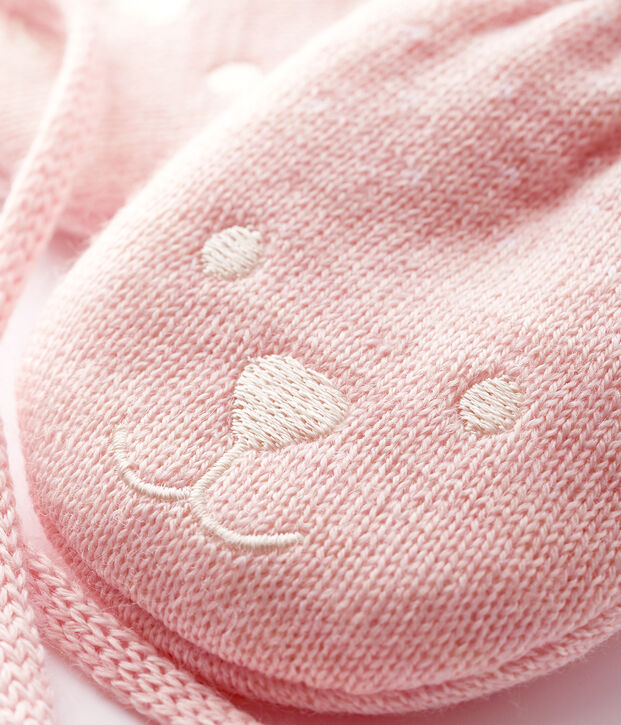 Muffole beb&egrave; foderate in micro pile rosa