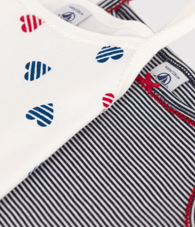 Set di 2 canotte in cotone con stampa a cuori bambina multicolore