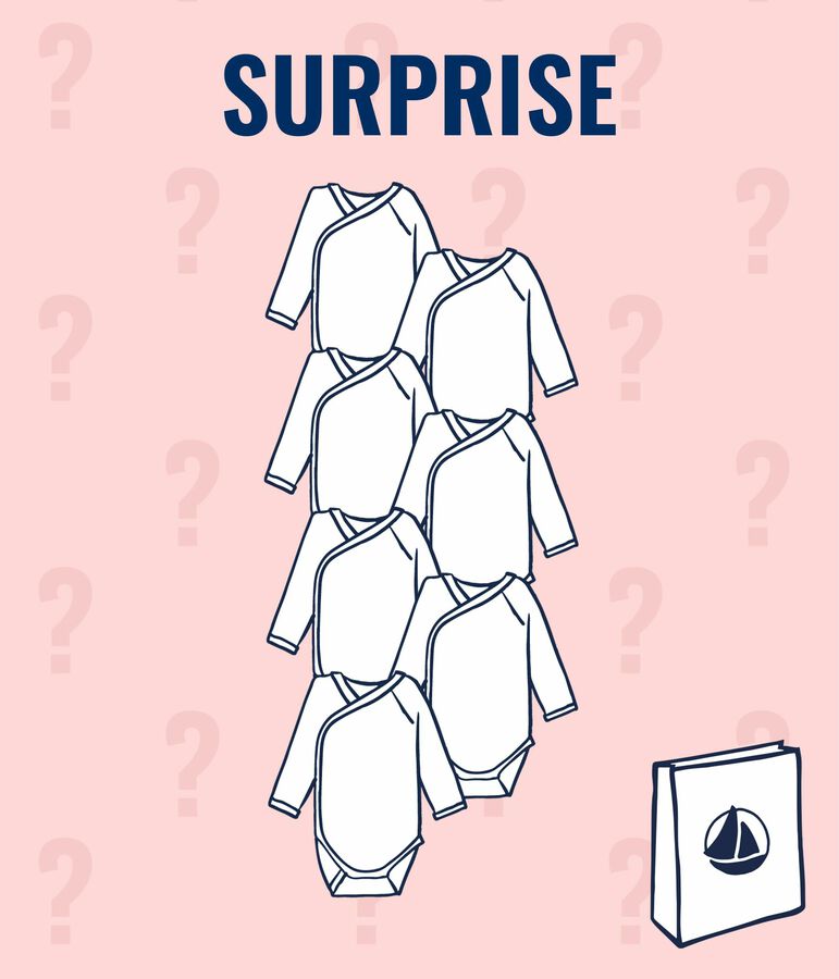 Lotto a sorpresa composto da 7 body nascita a maniche lunghe per neonata multicolore