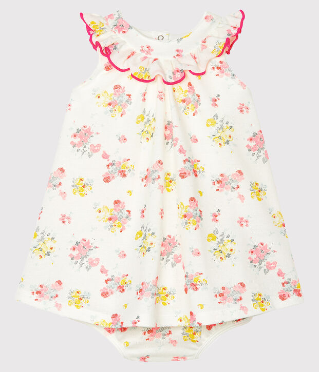 Abito e bloomer beb&egrave; femmina a motivi bianco/multicolore