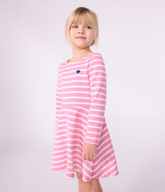 Abito a maniche lunghe in cotone bambina rosa BOUDOIR/ MILK
