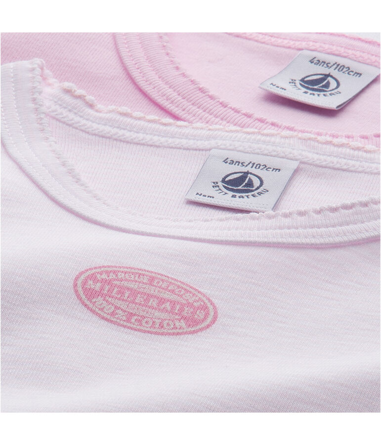 Confezione di 2 t-shirts bambina tinta unita/millerighe lotto .