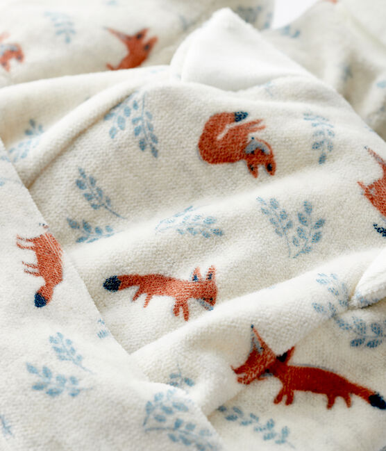 Confezione cappellino nascita e babbucce da neonato motivo volpe in velluto beige MONTELIMAR/bianco MULTICO