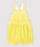 Salopette corta in seersucker a righe bebè femmina giallo SHINE/bianco MARSHMALLOW