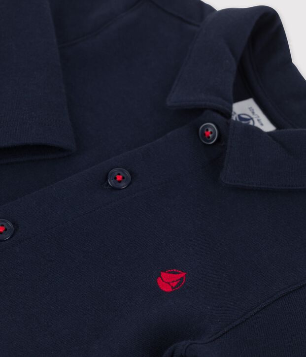 Tutina lunga beb&egrave; in jersey spesso biologico blu