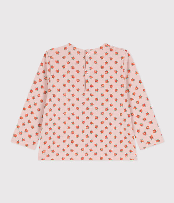 T-shirt a manica lunga in cotone per bebè rosa SALINE/bianco MULTICO