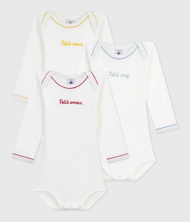 Confezione di body a maniche lunghe in cotone con scritta neonato multicolore