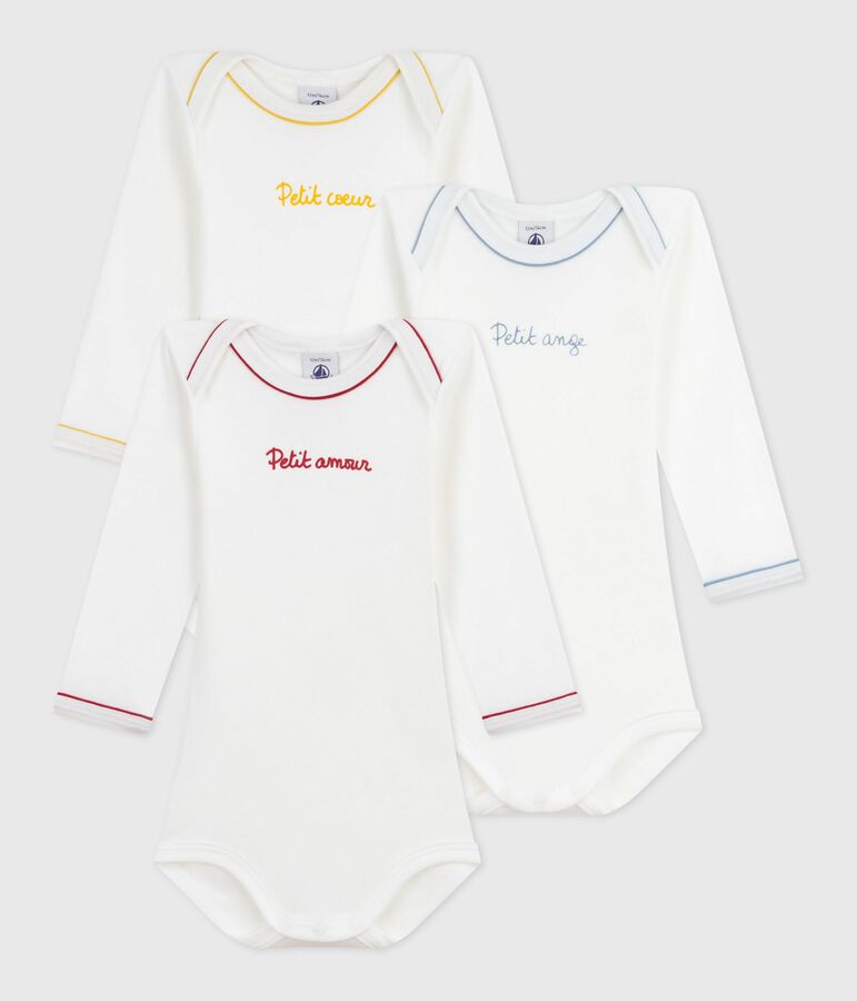 Confezione di body a maniche lunghe in cotone con scritta neonato multicolore