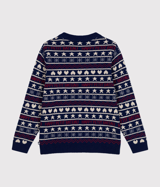 Maglione in misto lana e cotone jacquard donna blu MEDIEVAL/bianco MULTICO