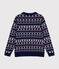 Maglione in misto lana e cotone jacquard donna blu MEDIEVAL/bianco MULTICO