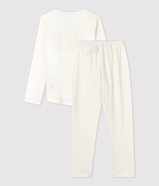 Pigiama bambina a pois in cotone biologico bianco MARSHMALLOW/blu MEDIEVAL