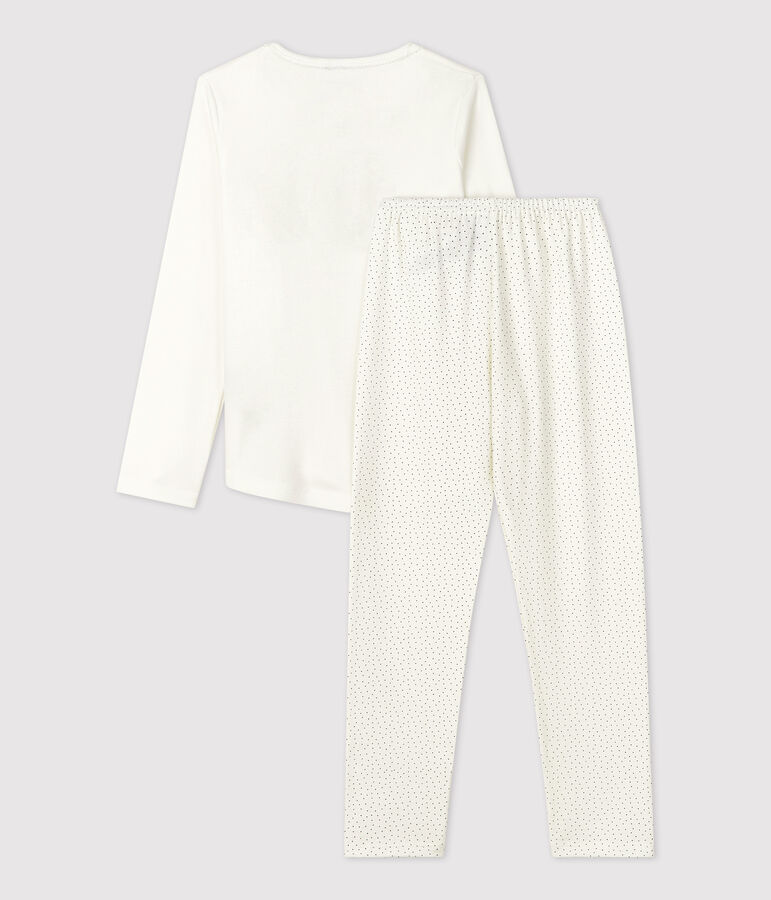 Pigiama bambina a pois in cotone biologico bianco/blu