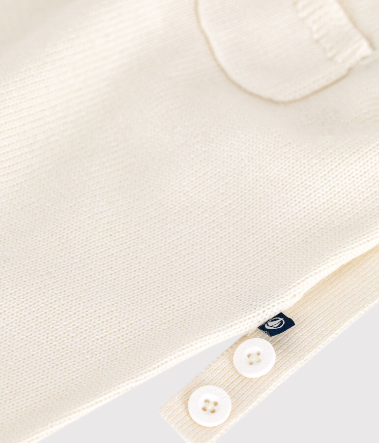 Salopette in maglia di misto lana e cotone tinta unita neonato bianco