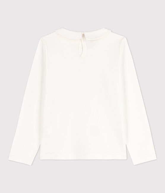 T-shirt maniche lunghe in cotone bambina bianco MARSHMALLOW