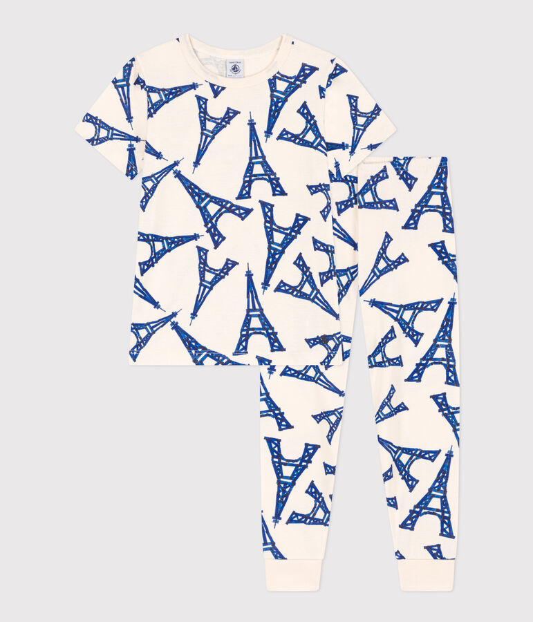 Pigiama bambino unisex a maniche corte in cotone bianco AVALANCHE/ MULTICO