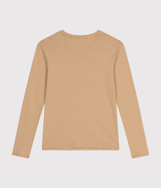T-shirt L'ICONIQUE girocollo in cotone Donna marrone CUIVRE/ MARSHMALLOW