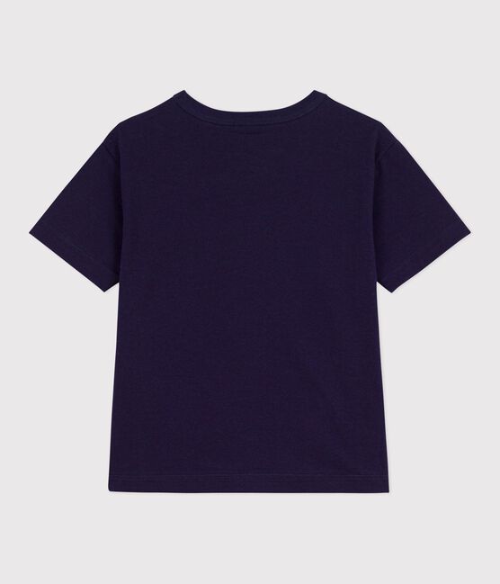 T-shirt a maniche corte in cotone bambina blu SOIR