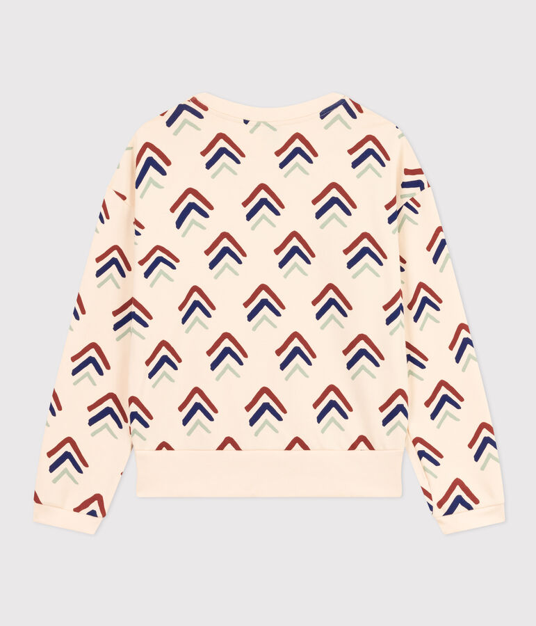 Maglia donna in tessuto felpato ecru/multicolore