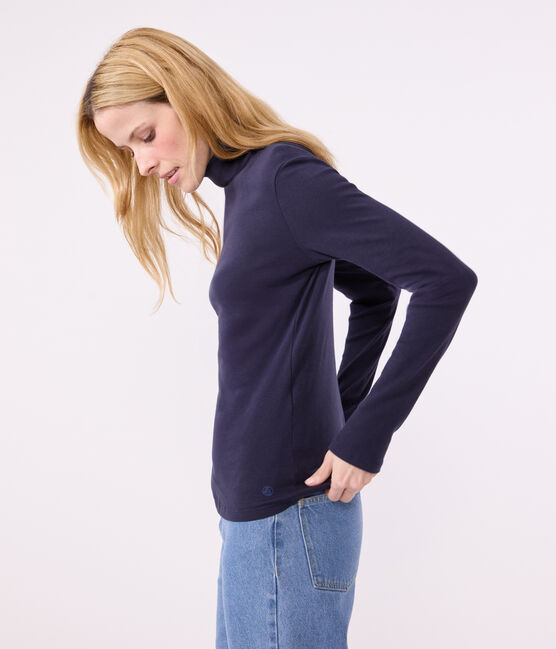 T-shirt Iconica a lupetto in cotone donna blu SMOKING