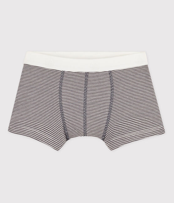 Boxer bambino cotone grigio MAKI/bianco MARSHMALLOW