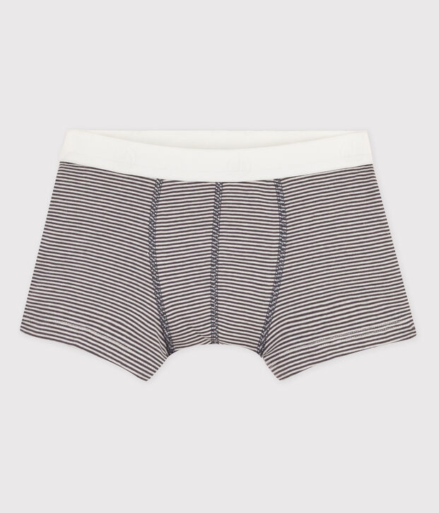 Boxer bambino cotone grigio/bianco