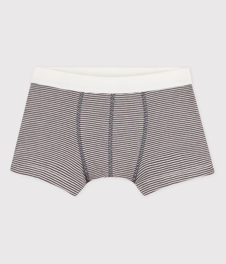 Boxer bambino cotone grigio/bianco