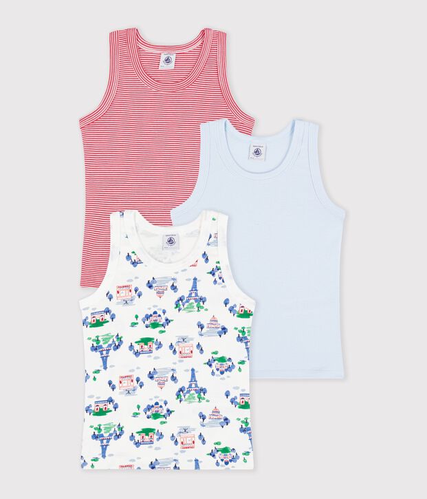 Set di canotte in cotone con stampa Parigi bambino multicolore